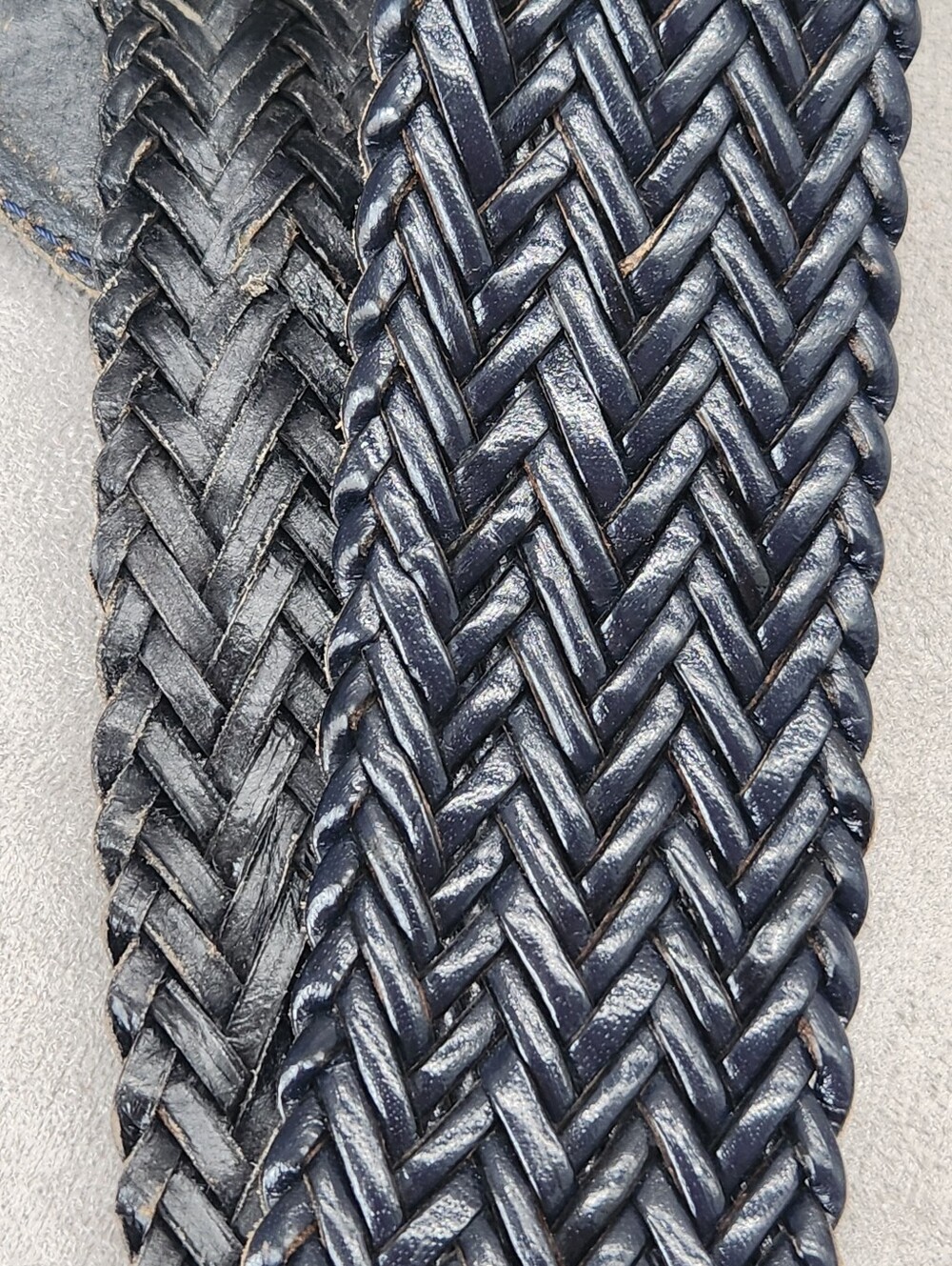 Capezio Woven Belt Women's M Navy Blue Leather Wide Preppy Casual Braided - Picture 6 of 8